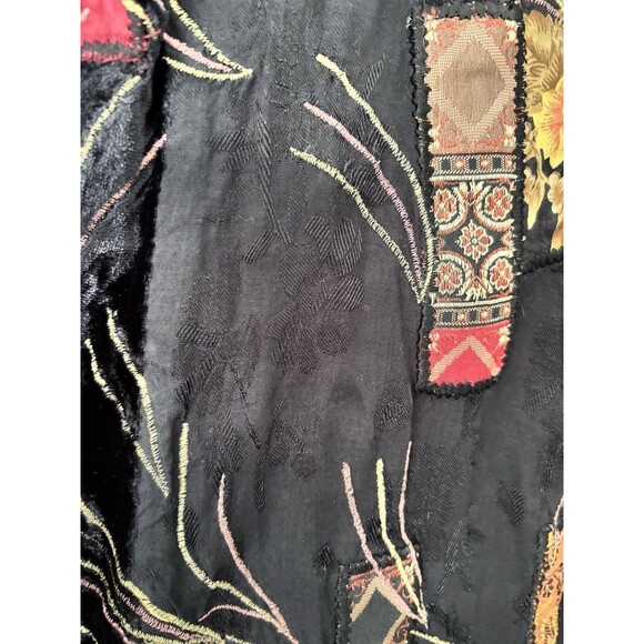 Vtg Velvet Patchwork Maxi Skirt Red Black Floral Whimsigoth Goth Witchy Stevie - Picture 4 of 12